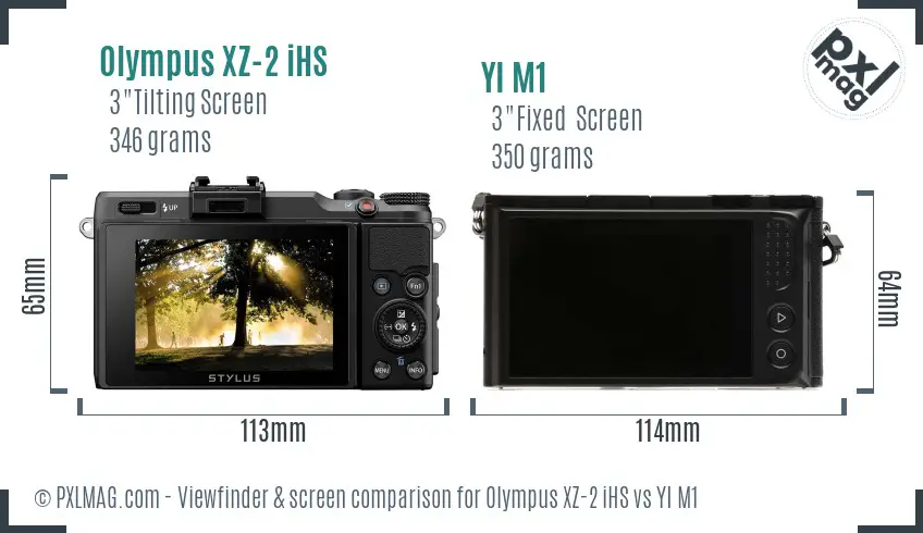 Olympus XZ-2 iHS vs YI M1 Screen and Viewfinder comparison