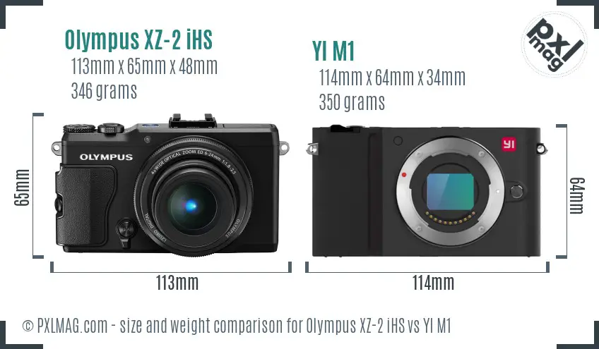 Olympus XZ-2 iHS vs YI M1 size comparison