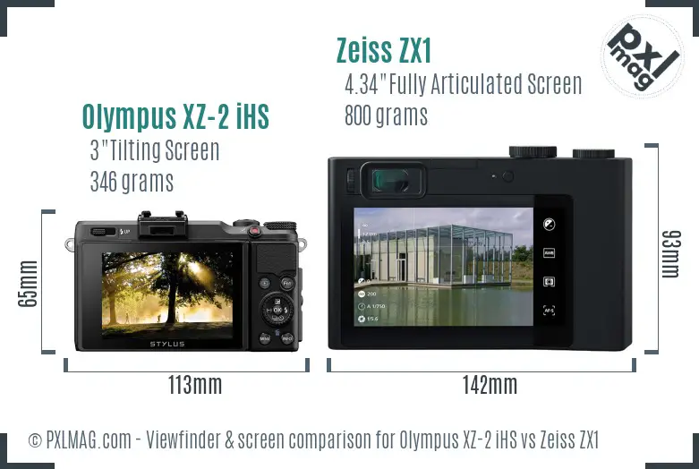 Olympus XZ-2 iHS vs Zeiss ZX1 Screen and Viewfinder comparison