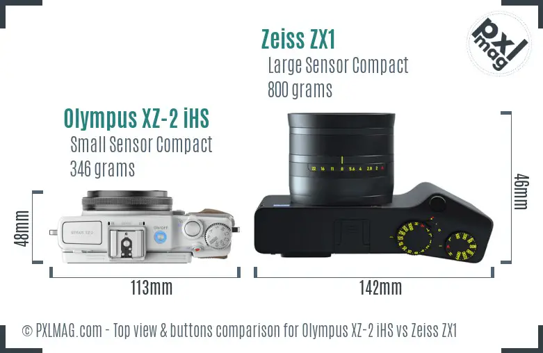 Olympus XZ-2 iHS vs Zeiss ZX1 top view buttons comparison