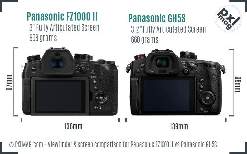 Panasonic FZ1000 II vs Panasonic GH5S Screen and Viewfinder comparison