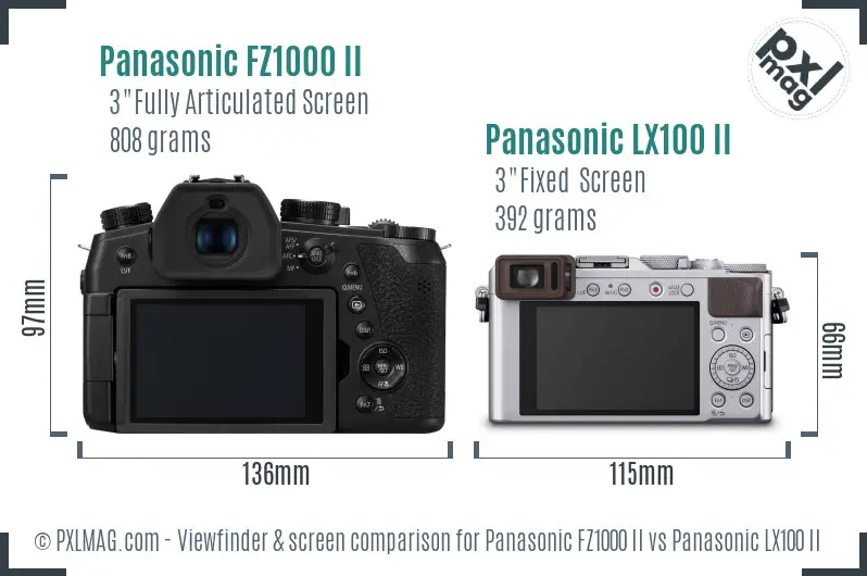 Panasonic FZ1000 II vs Panasonic LX100 II Screen and Viewfinder comparison