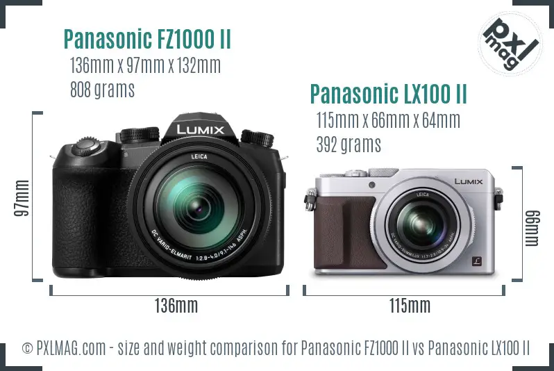 Panasonic FZ1000 II vs Panasonic LX100 II size comparison