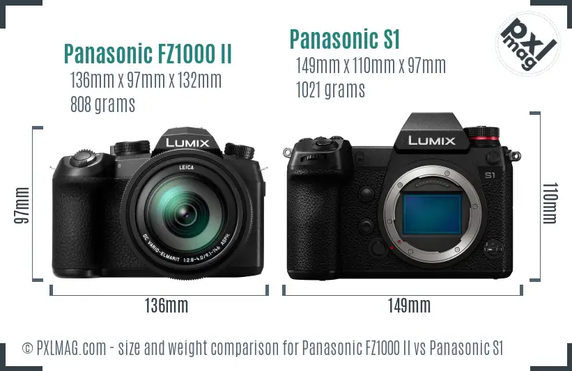 Panasonic FZ1000 II vs Panasonic S1 size comparison