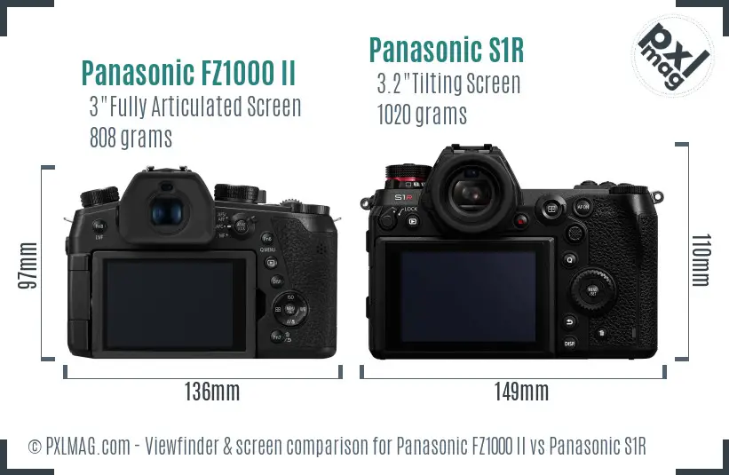 Panasonic FZ1000 II vs Panasonic S1R Screen and Viewfinder comparison