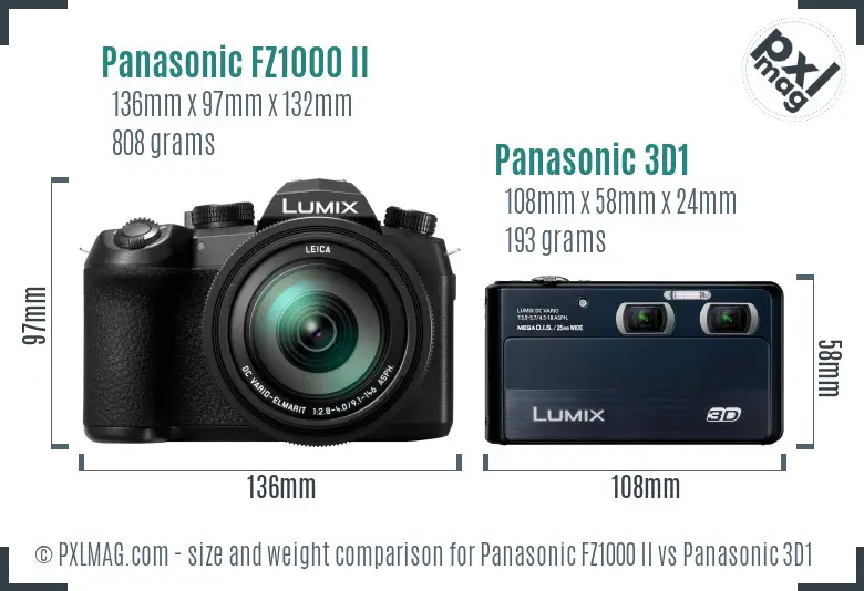 Panasonic FZ1000 II vs Panasonic 3D1 size comparison