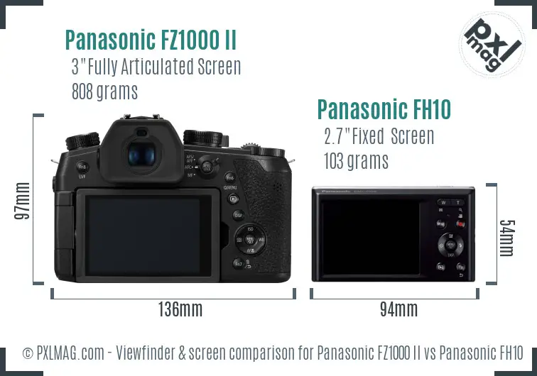 Panasonic FZ1000 II vs Panasonic FH10 Screen and Viewfinder comparison