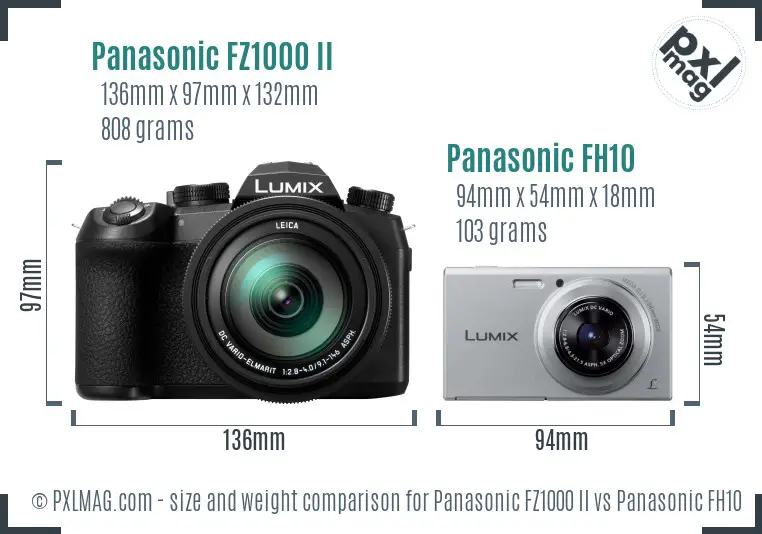 Panasonic FZ1000 II vs Panasonic FH10 size comparison