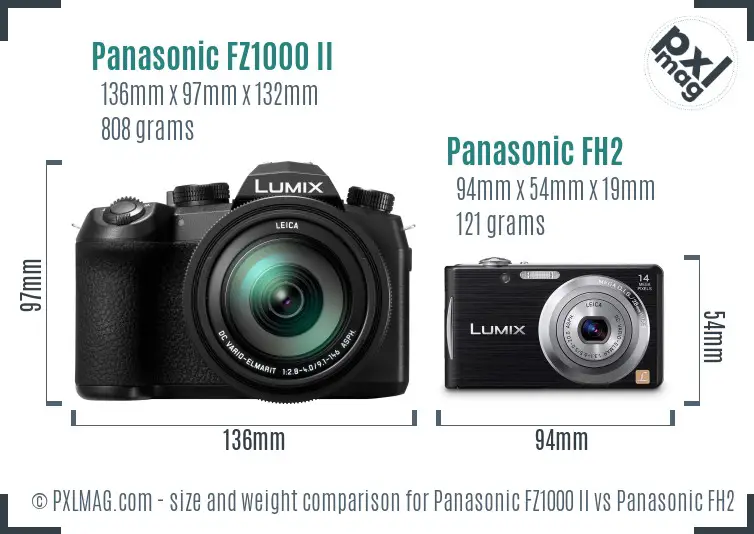 Panasonic FZ1000 II vs Panasonic FH2 size comparison