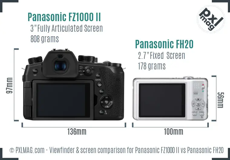 Panasonic FZ1000 II vs Panasonic FH20 Screen and Viewfinder comparison