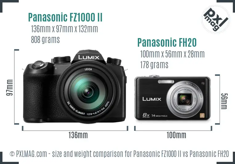 Panasonic FZ1000 II vs Panasonic FH20 size comparison