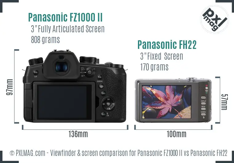 Panasonic FZ1000 II vs Panasonic FH22 Screen and Viewfinder comparison