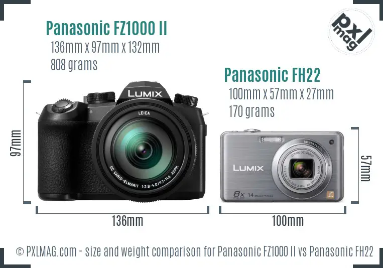 Panasonic FZ1000 II vs Panasonic FH22 size comparison