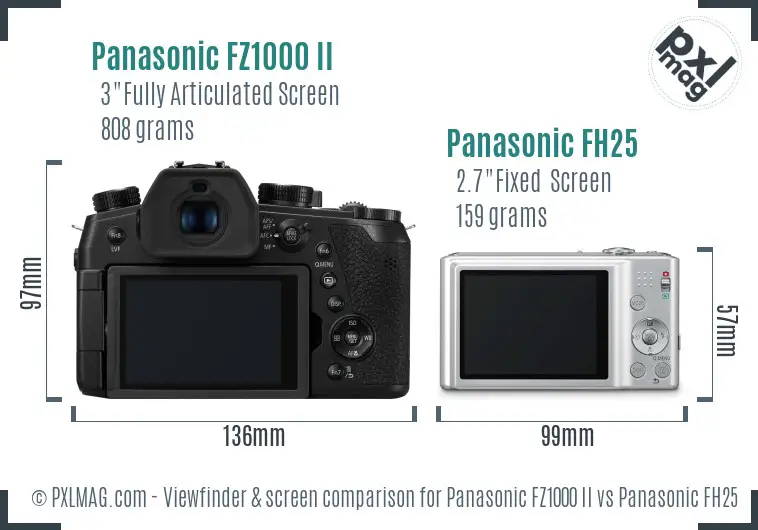 Panasonic FZ1000 II vs Panasonic FH25 Screen and Viewfinder comparison