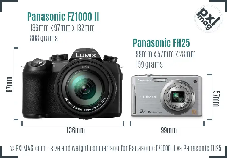 Panasonic FZ1000 II vs Panasonic FH25 size comparison