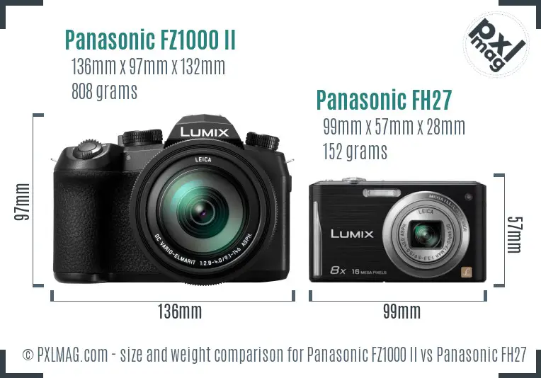 Panasonic FZ1000 II vs Panasonic FH27 size comparison