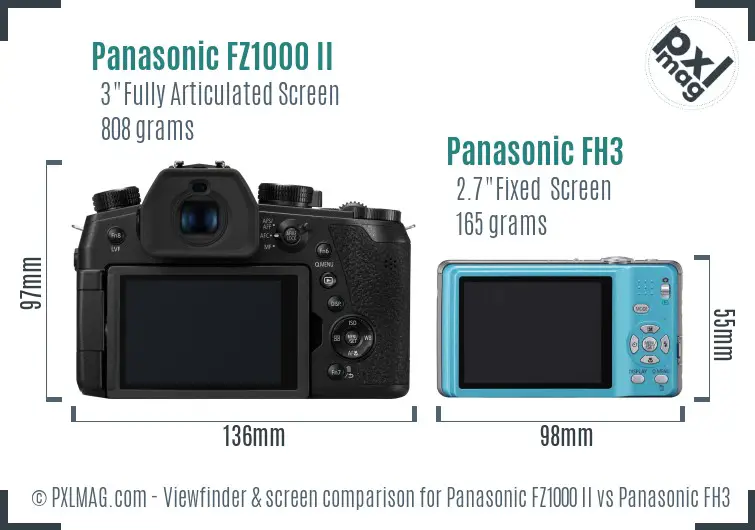 Panasonic FZ1000 II vs Panasonic FH3 Screen and Viewfinder comparison