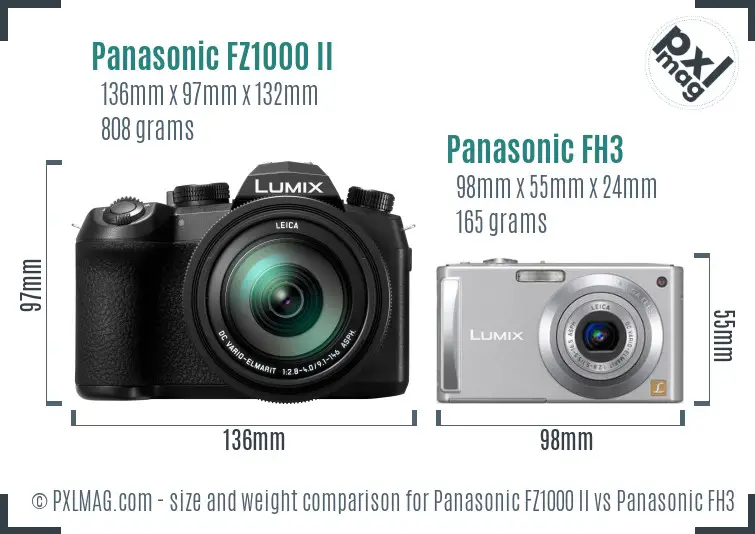 Panasonic FZ1000 II vs Panasonic FH3 size comparison