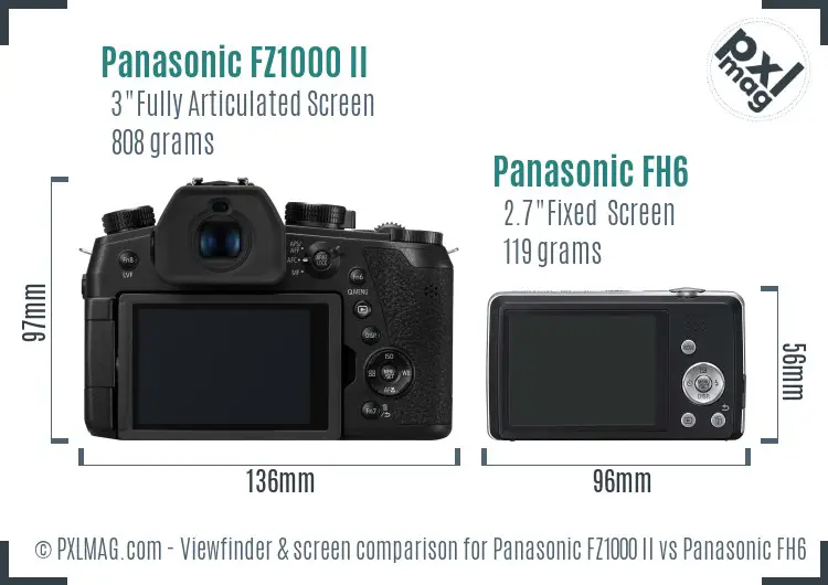 Panasonic FZ1000 II vs Panasonic FH6 Screen and Viewfinder comparison