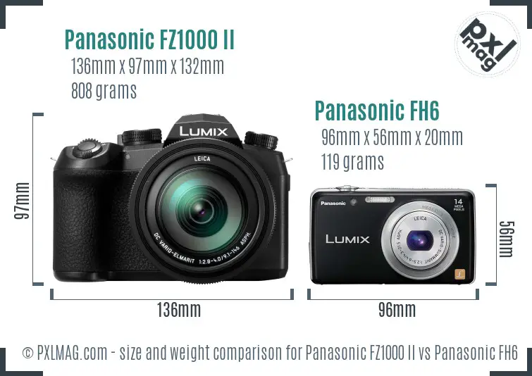 Panasonic FZ1000 II vs Panasonic FH6 size comparison