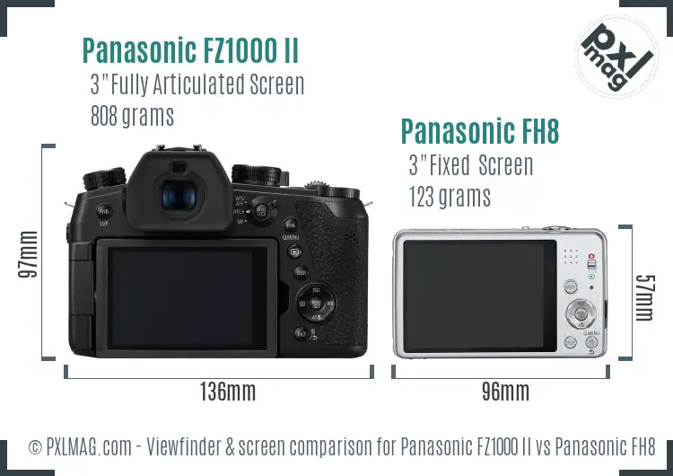 Panasonic FZ1000 II vs Panasonic FH8 Screen and Viewfinder comparison