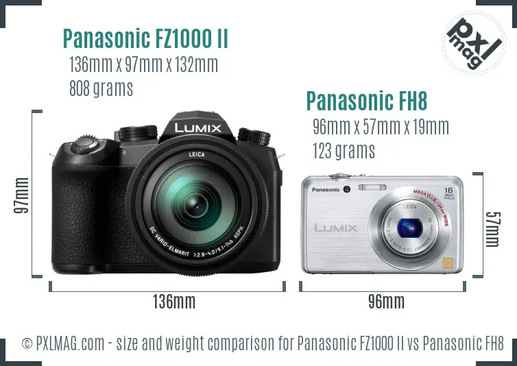 Panasonic FZ1000 II vs Panasonic FH8 size comparison