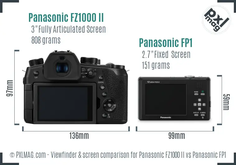 Panasonic FZ1000 II vs Panasonic FP1 Screen and Viewfinder comparison