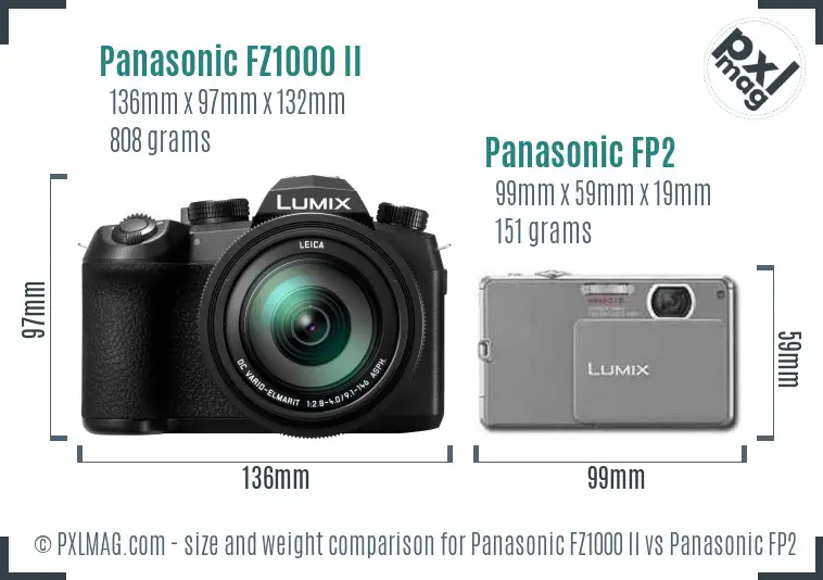 Panasonic FZ1000 II vs Panasonic FP2 size comparison