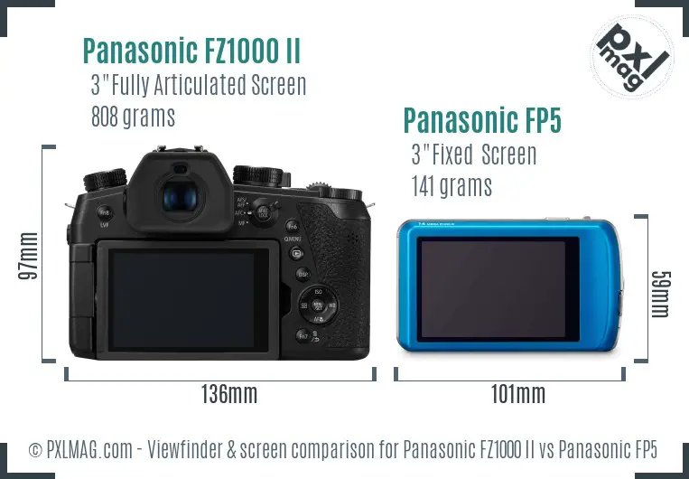 Panasonic FZ1000 II vs Panasonic FP5 Screen and Viewfinder comparison