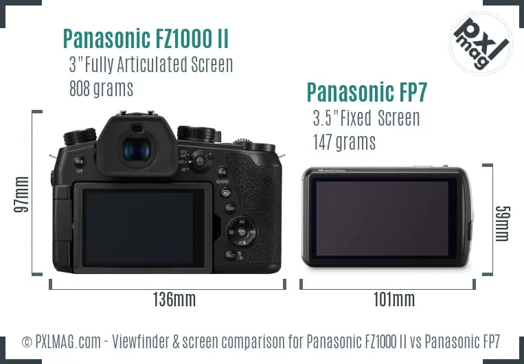Panasonic FZ1000 II vs Panasonic FP7 Screen and Viewfinder comparison