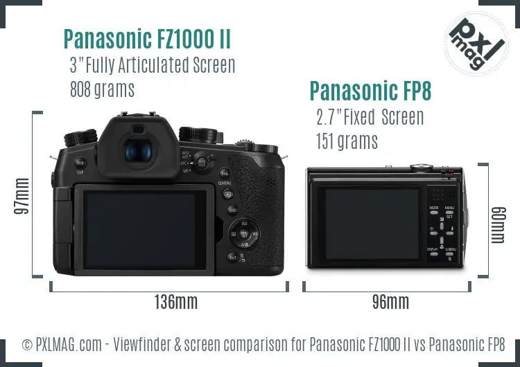 Panasonic FZ1000 II vs Panasonic FP8 Screen and Viewfinder comparison