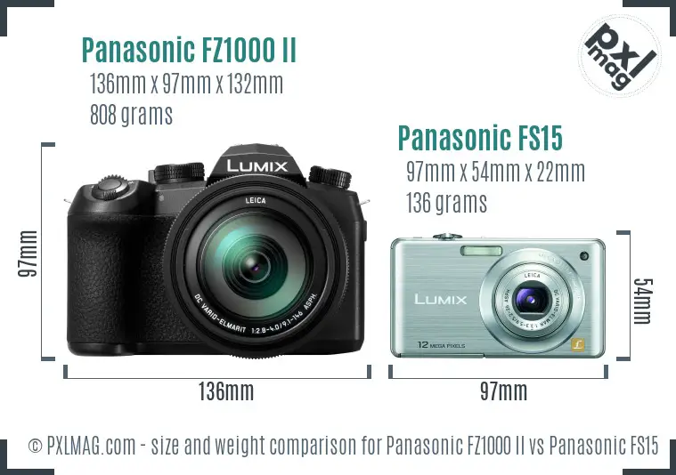 Panasonic FZ1000 II vs Panasonic FS15 size comparison