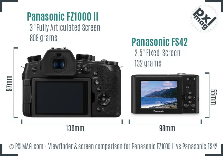 Panasonic FZ1000 II vs Panasonic FS42 Screen and Viewfinder comparison