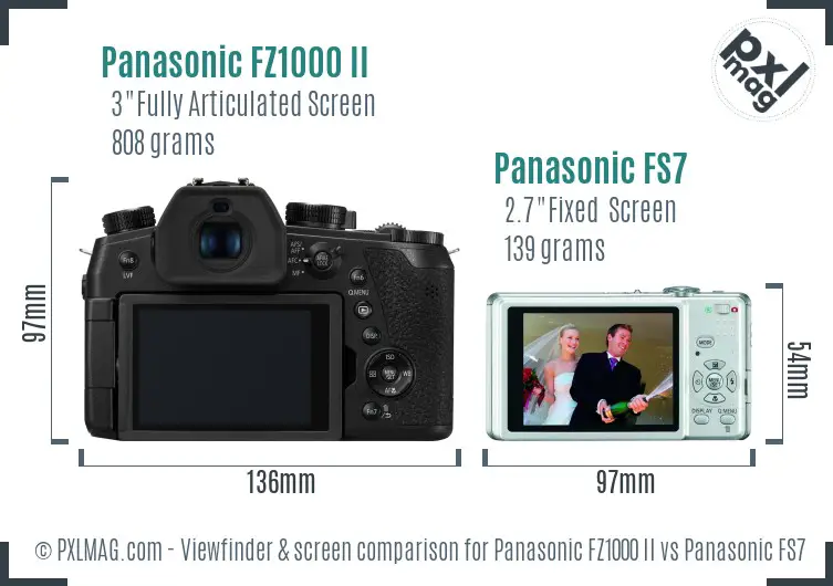 Panasonic FZ1000 II vs Panasonic FS7 Screen and Viewfinder comparison Panasonic FZ1000 II vs Panasonic FS7 Screen and Viewfinder comparison