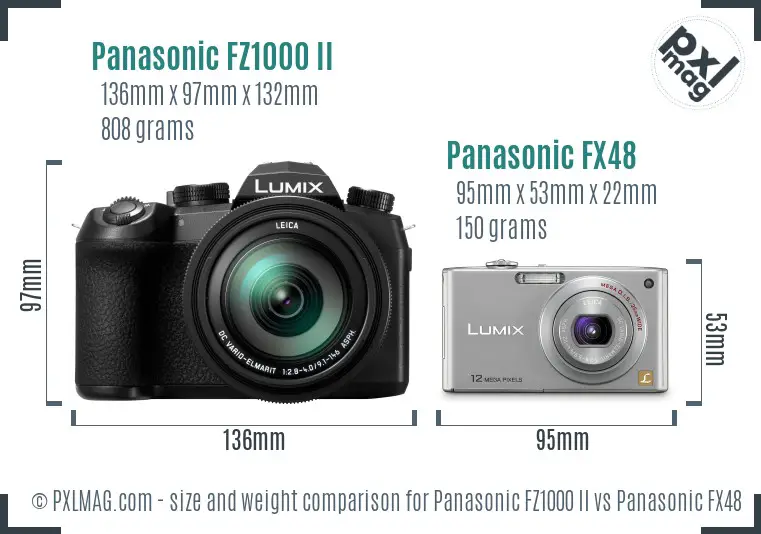 Panasonic FZ1000 II vs Panasonic FX48 size comparison