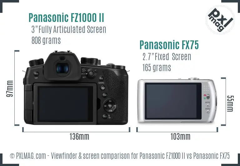 Panasonic FZ1000 II vs Panasonic FX75 Screen and Viewfinder comparison