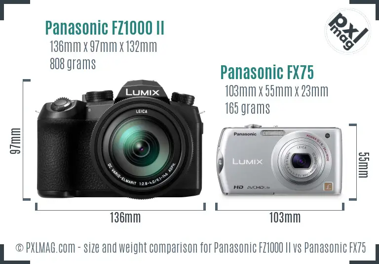 Panasonic FZ1000 II vs Panasonic FX75 size comparison