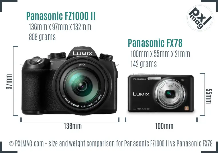 Panasonic FZ1000 II vs Panasonic FX78 size comparison