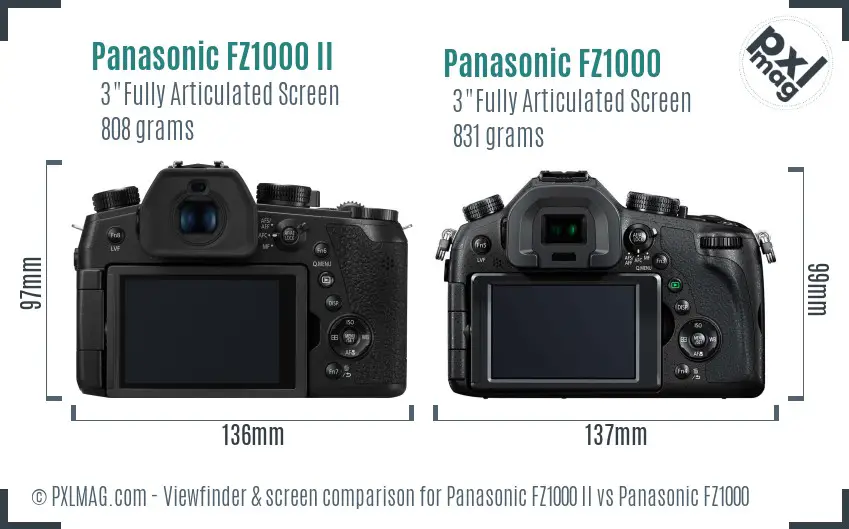 Panasonic FZ1000 II vs Panasonic FZ1000 Screen and Viewfinder comparison