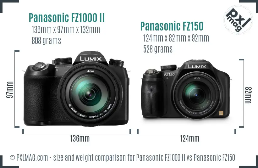 Panasonic FZ1000 II vs Panasonic FZ150 size comparison