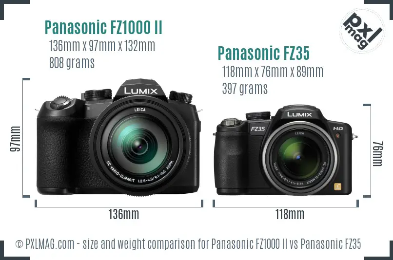 Panasonic FZ1000 II vs Panasonic FZ35 size comparison