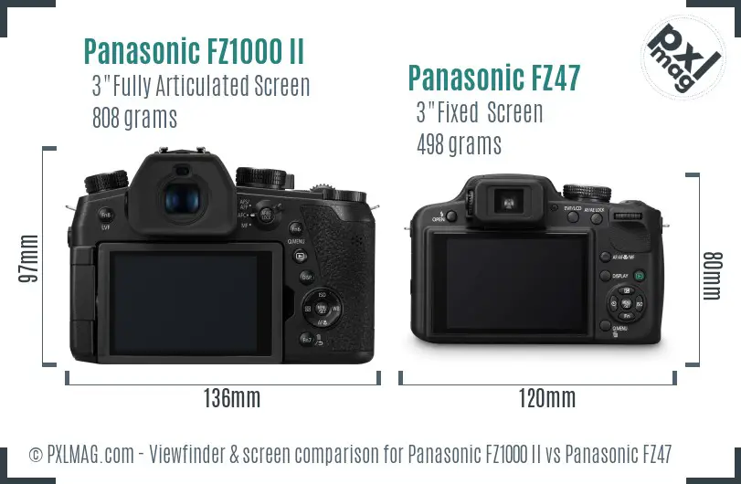 Panasonic FZ1000 II vs Panasonic FZ47 Screen and Viewfinder comparison