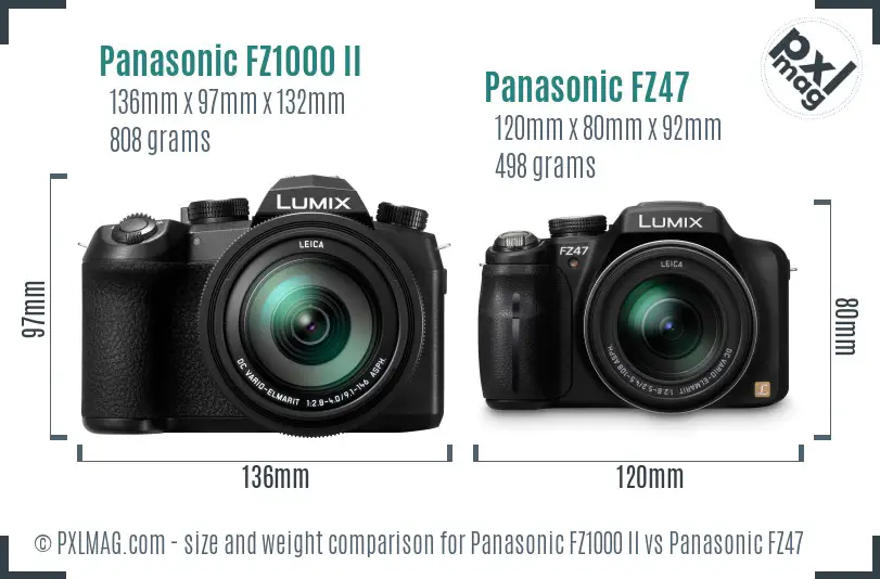 Panasonic FZ1000 II vs Panasonic FZ47 size comparison