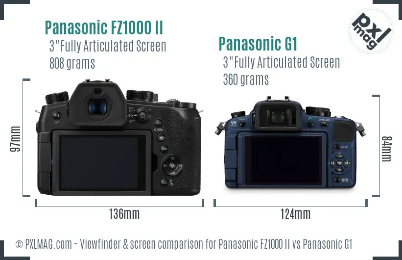 Panasonic FZ1000 II vs Panasonic G1 Screen and Viewfinder comparison Panasonic FZ1000 II vs Panasonic G1 Screen and Viewfinder comparison