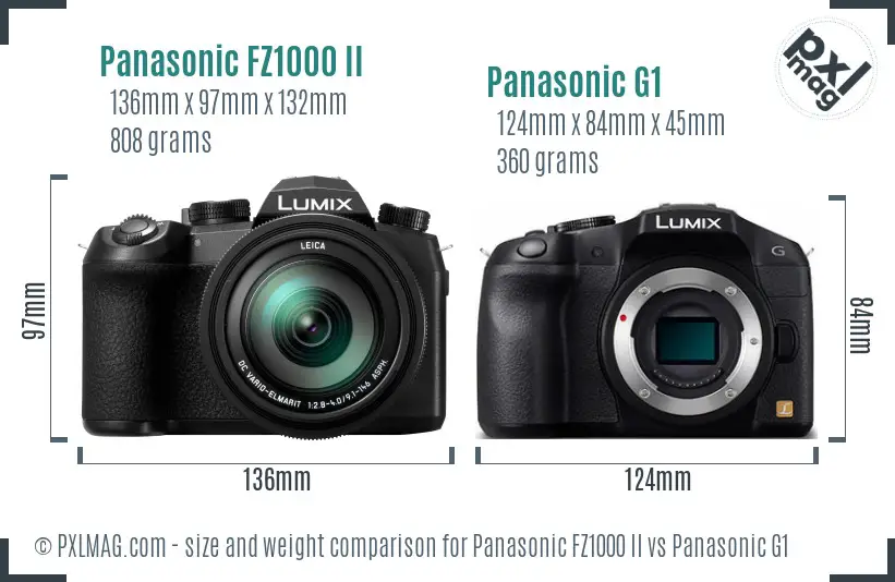 Panasonic FZ1000 II vs Panasonic G1 size comparison Panasonic FZ1000 II vs Panasonic G1 size comparison