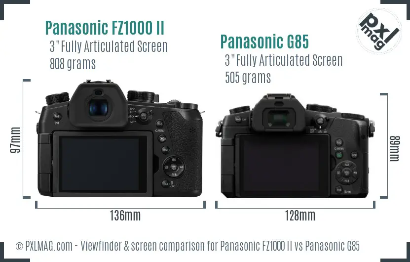 Panasonic FZ1000 II vs Panasonic G85 Screen and Viewfinder comparison