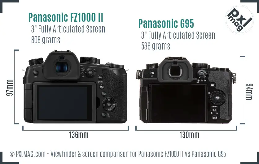 Panasonic FZ1000 II vs Panasonic G95 Screen and Viewfinder comparison