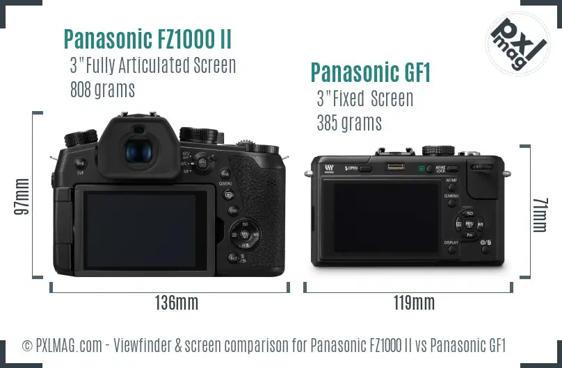 Panasonic FZ1000 II vs Panasonic GF1 Screen and Viewfinder comparison