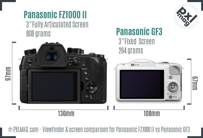Panasonic FZ1000 II vs Panasonic GF3 Screen and Viewfinder comparison