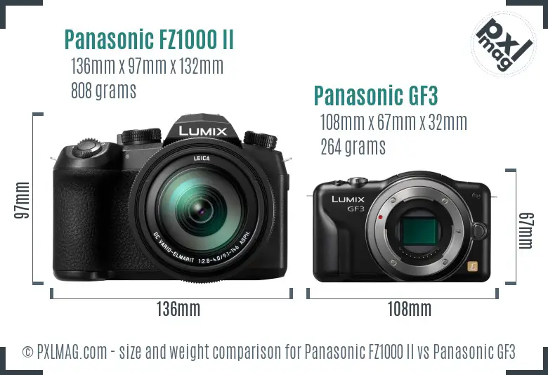 Panasonic FZ1000 II vs Panasonic GF3 size comparison